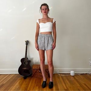 Reformation Blue And White Striped Linen Shorts